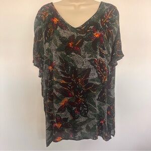 O'Neill Black Floral Swim Coverup Tunic Size Large